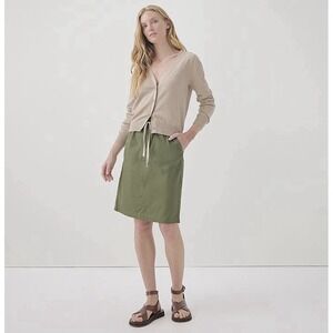 Pact Organic Cotton Daily Twill Utility Skirt Olivine Green Size XS Knee Length